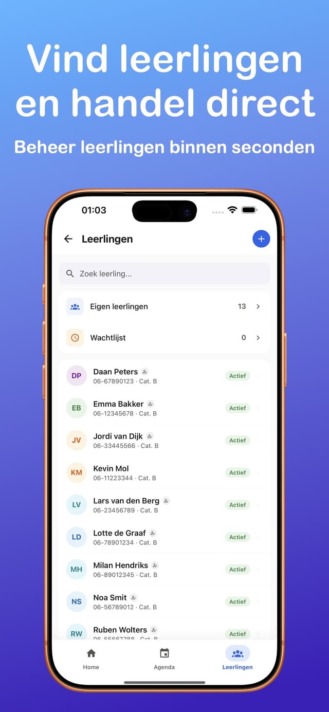 Vind leerlingen en handel direct